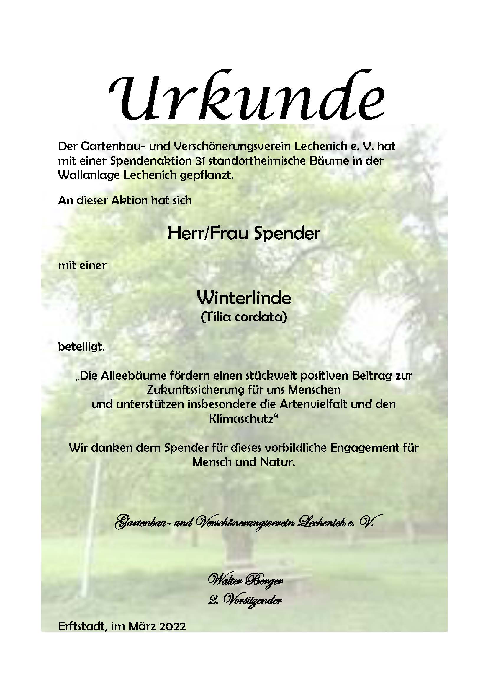 Urkunde Winterlinde 2022 anonym